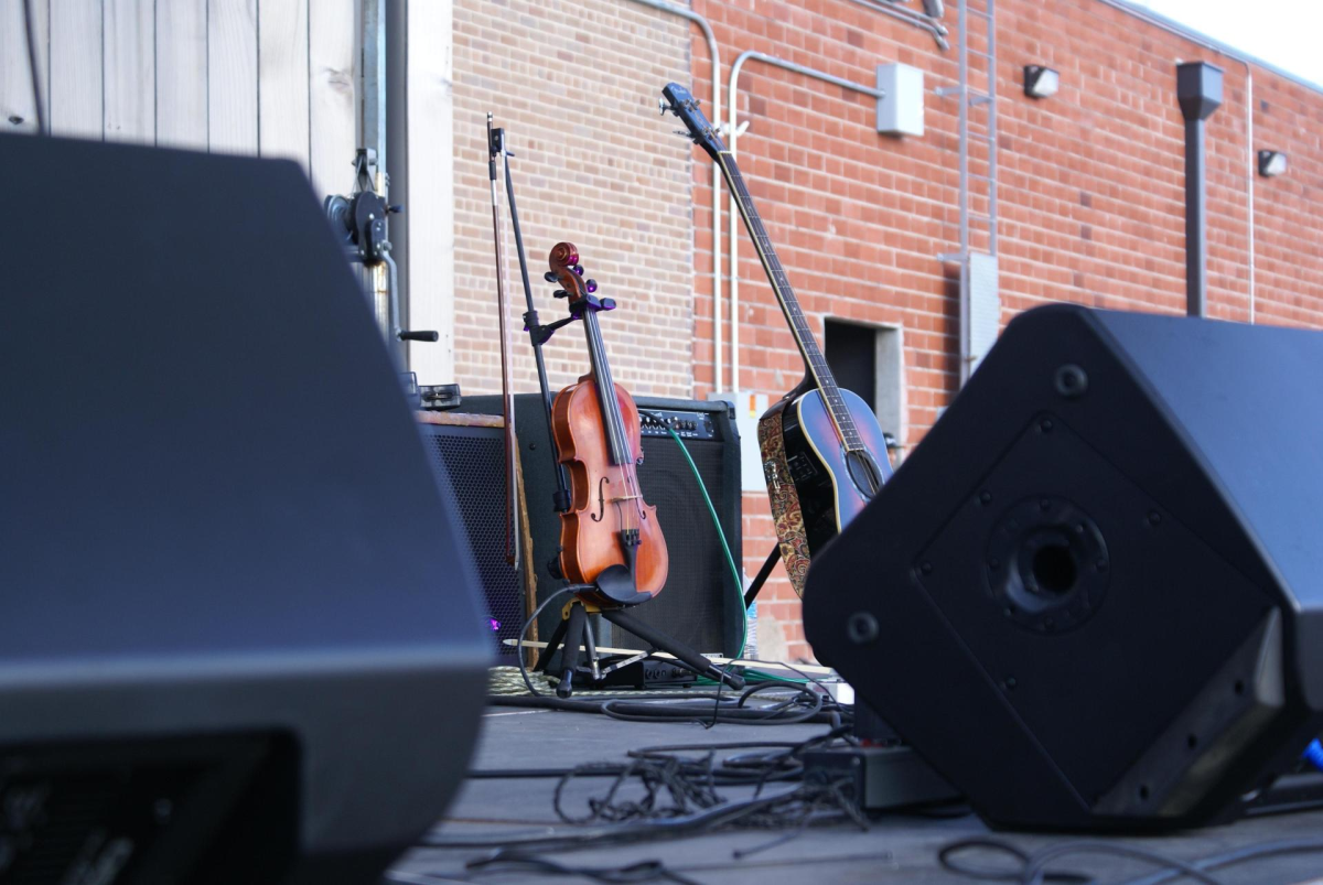 Corporate AV rental equipment used at an event
