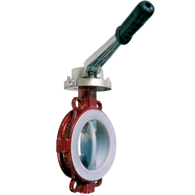 Teflon line butterfly valve